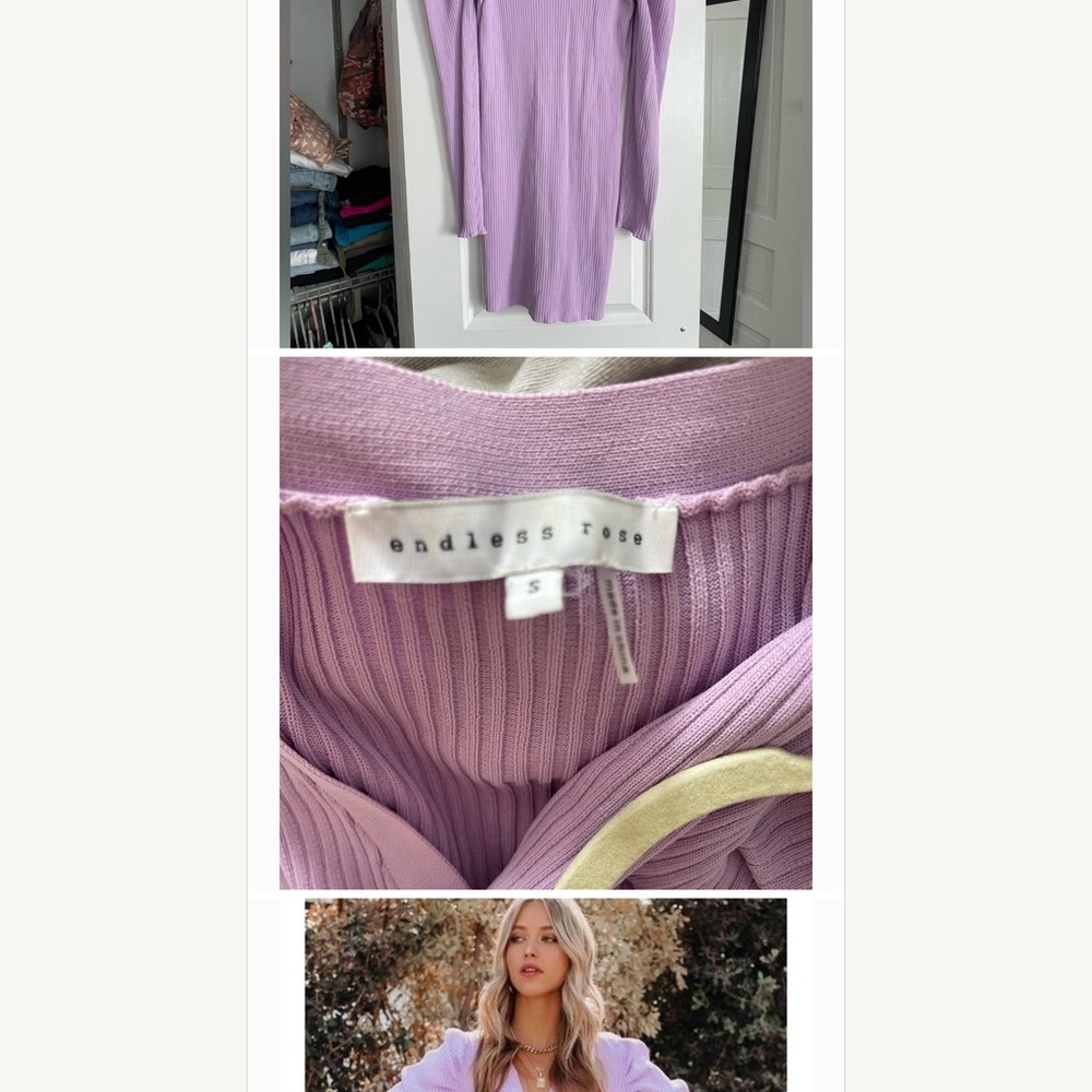 ❤️❤️Endless ROSE Lilac Button-Up Ribbed Dress❤️❤️size S - Picture 6 of 6
